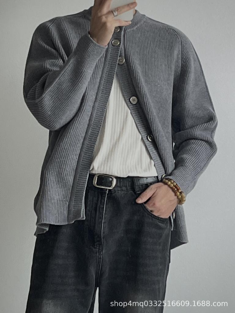 Autumn-Winter Round Neck Men's Cardigan Sweater, Old Money Style Knitwear, Korean-Inspired Hot Selling Winter Outerwear