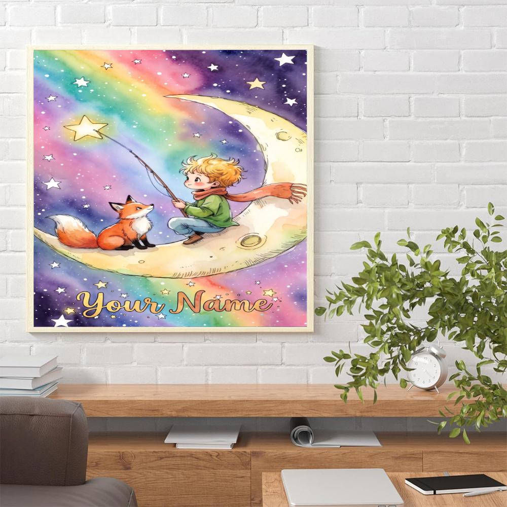 Little Prince Personalized Name Round Diamond Painting Kit Diamond Embroidery Painting Rhinestones Mosaic Frameless Handwork Decoration Arts