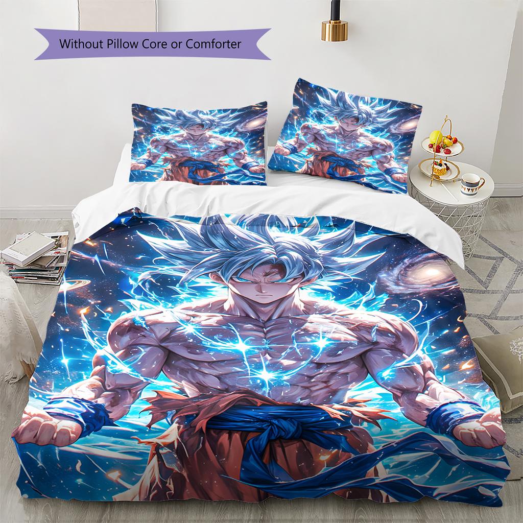 Son Goku Vzor Dragon Ball Povlečení Domácí Dekorace Narozeninový Dárek (1 * povlak na peřinu + 2 * povlak na polštář, bez jádra)