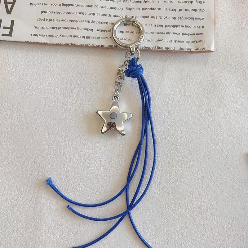 Leather Braided Rope Keychain Star Charm Pendant Keyring  Simple All-Matching Bag Decoration Jewelry Accessories