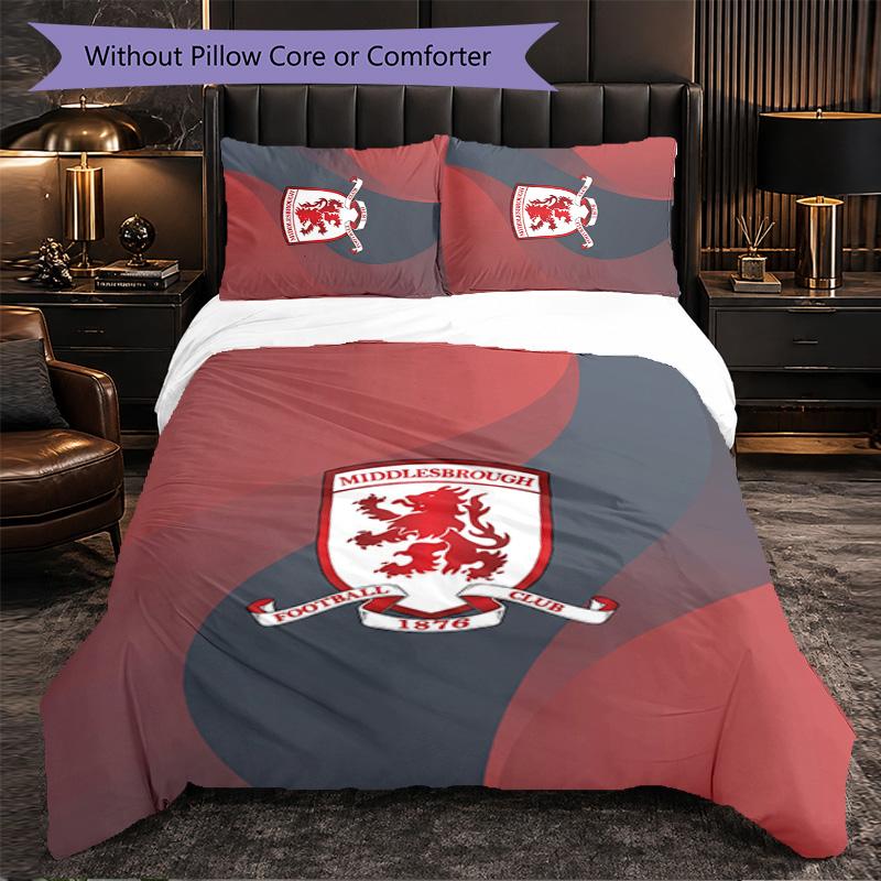 Biancheria da letto a tema Middlesbrough FC Set 3 Pezzi Copripiumino Biancheria da letto Decorativa per Camera Adolescenti Decorazione Casa