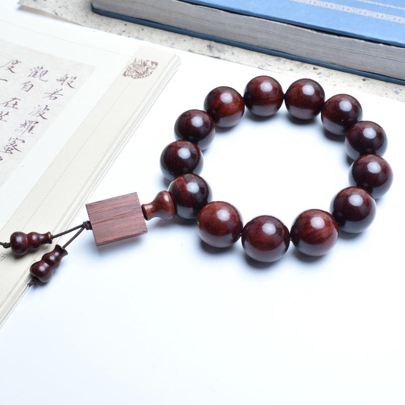Venus Old Material Small-Leaf Red Sandalwood Prayer Beads Chain - High Oil Density, Unisex, New Chinese Style Decoration Gift