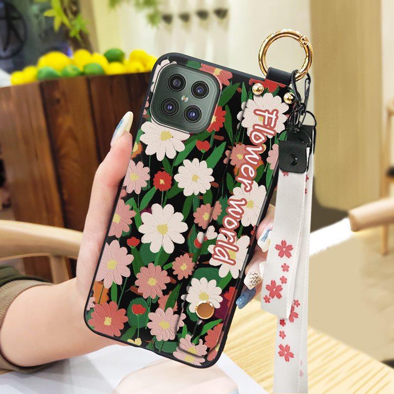 Shockproof Back Cover Phone Case For Cubot C30 Soft case Durable Flower Phone Holder Ring Wrist Strap Dirt-resistant