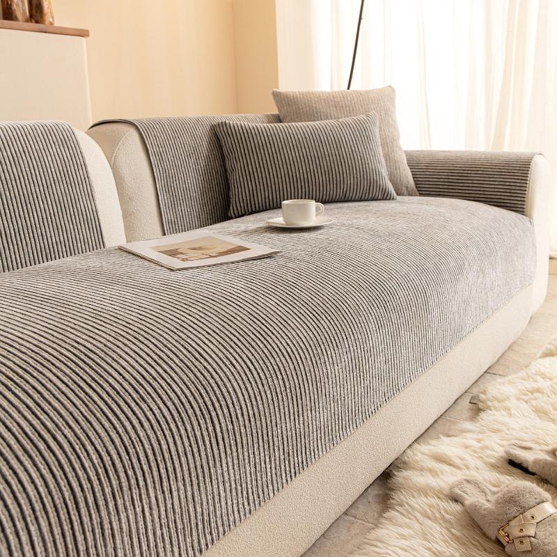 New Couch Protection Cover Sofa Mats Wear-Resistant Sofa Cover Simple Stripe Couch Pads Universal Dustproof Cloths Can Be Reused