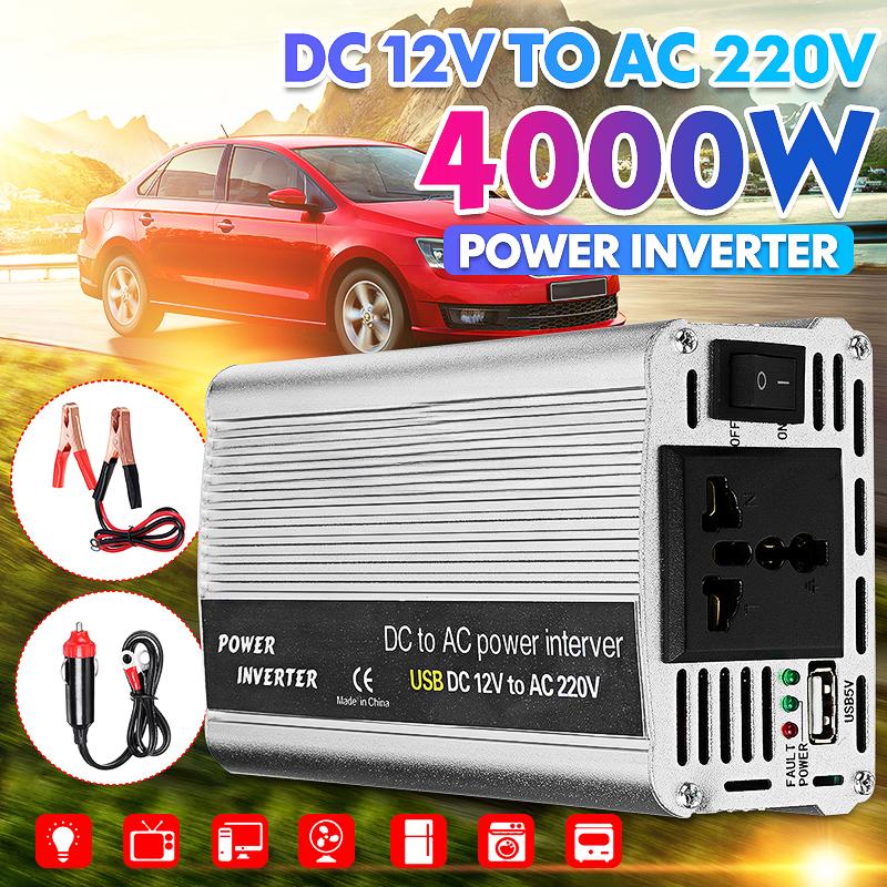 

Новый солнечный инвертор 4000 Вт с USB DC12V в AC220V Преобразователь мощности с модифицированной синусоидой