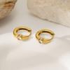 European and American extremely simple style smooth surface diamond-encrusted small ear buckle hoop earrings waterproof titanium steel buckle earrings