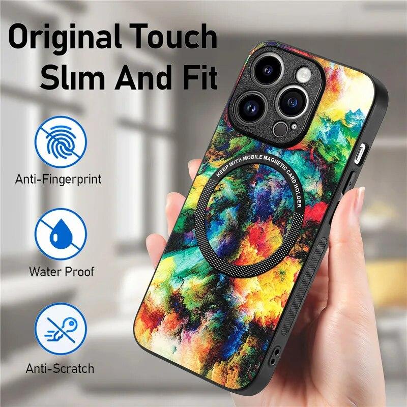 Bunte kabellose Lade-Handyhülle für iPhone 15 Pro Max 14 Plus 13 12 11 SE X für Samsung Galaxy S24 Ultra S23 S21 FE A35 A15 A54 A34 A53 Cover