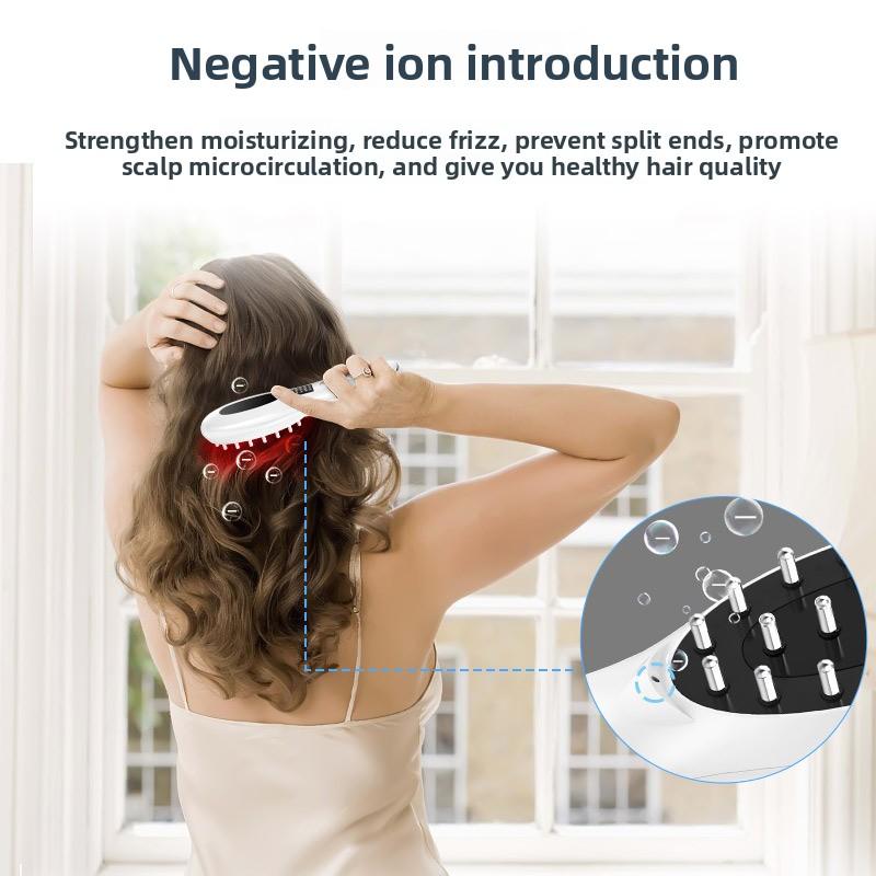 F6 New Electric Hair Growth Applicator, Negative Ion Hair Care, Hair Comb EMS Micro-current Red and Blue Light Vibration Massage