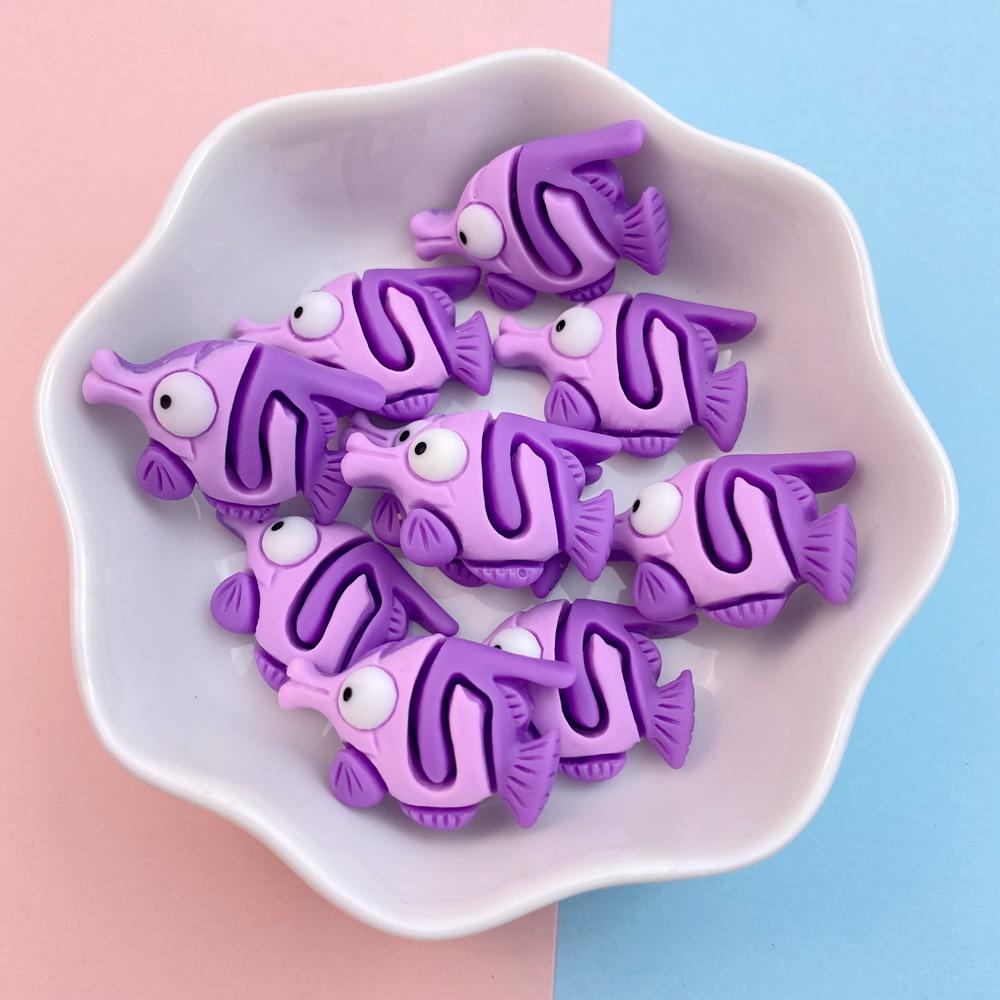 20Pcs New Cute Resin Crab, Lobster, Fish Ocean Series Flat Back Parts Embellishments For Hair Bows Accessories