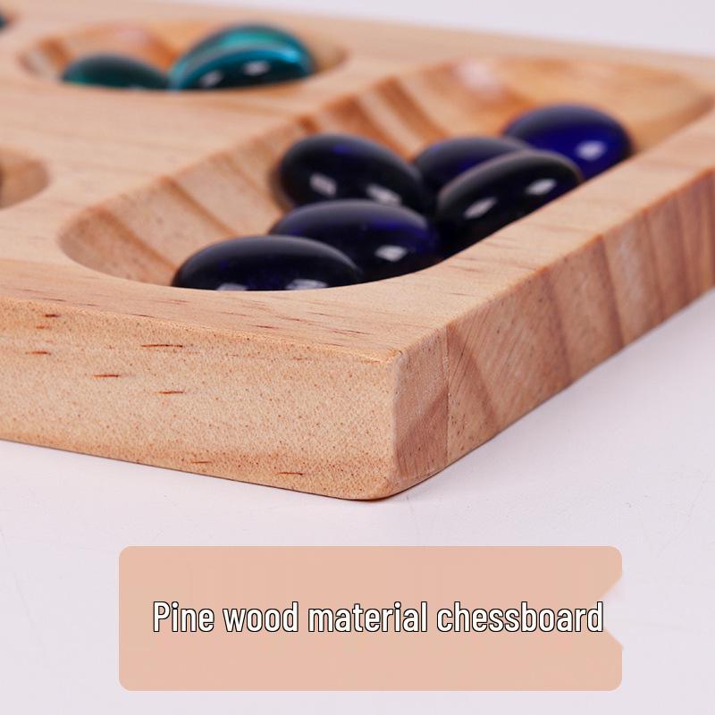Pine Wood Gemstone Mancala Board: Educational Toy for Spatial Thinking