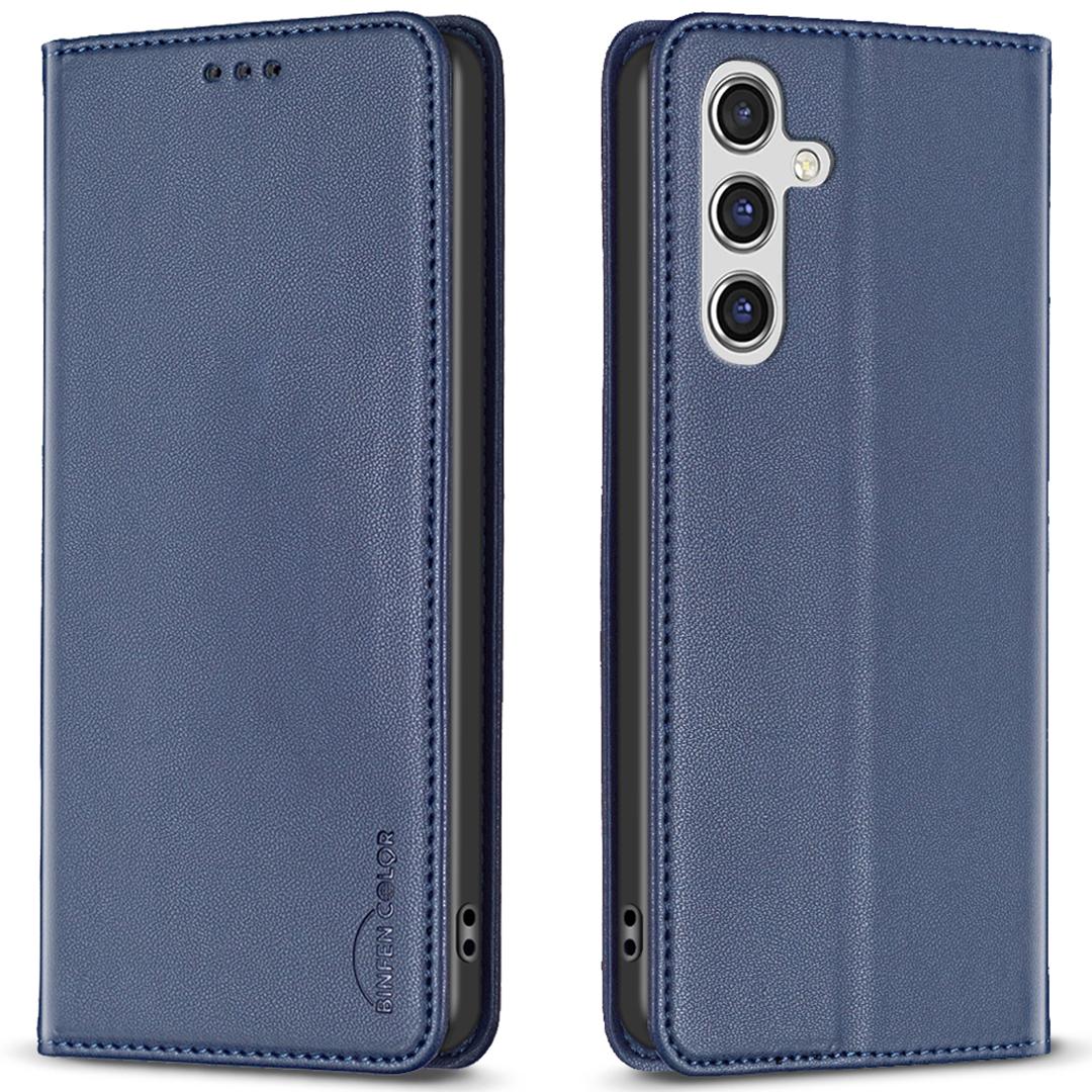 

BINFEN COLOR BF18 For Samsung Galaxy A16 5G/A16 4G Case Leather Phone Cover with 3 Card Slots Blue
