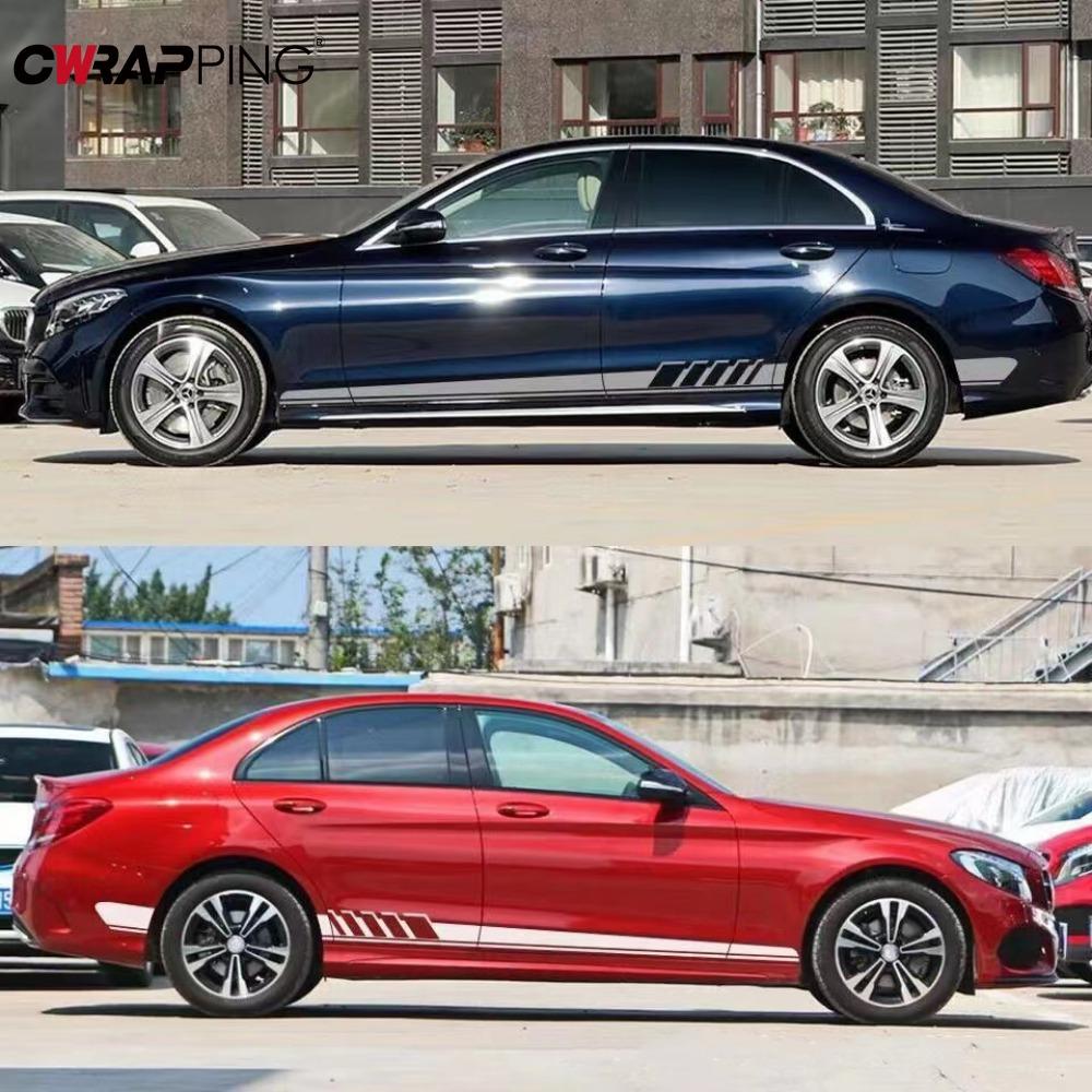 Auto Seitenaufkleber Rennstreifen Fahrzeug Universal Rennstreifen Tür Seitenschweller Aufkleber Außendekorationen für Zubehör