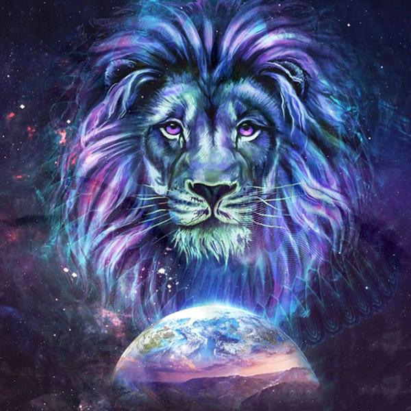 5D DIY Handmade Sewing Supplies Full Square Fierce Lion Round Art Kit Diamond Painting Home Decoration