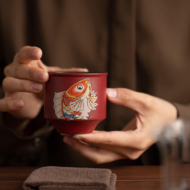 National Tide Forbidden City Red Ceramic Tea Cup Gift Set