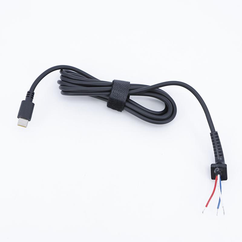 2pcs USB Type C Charging Cable DC Jack Plug Power Adapter For Laptop 45w 65w USB-C Connector Cord 20awg 5A Repair 1.7m