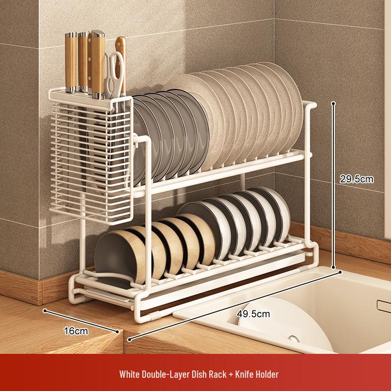Kitchen Dish Drying Rack with Chopstick and Cutlery Storage