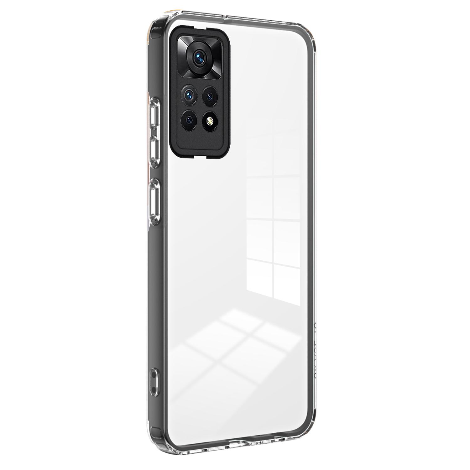 

For Xiaomi Redmi Note 12 Pro 4G Phone Case TPU Backplate+PC Frame+PC Camera Ring Clear Cover Black