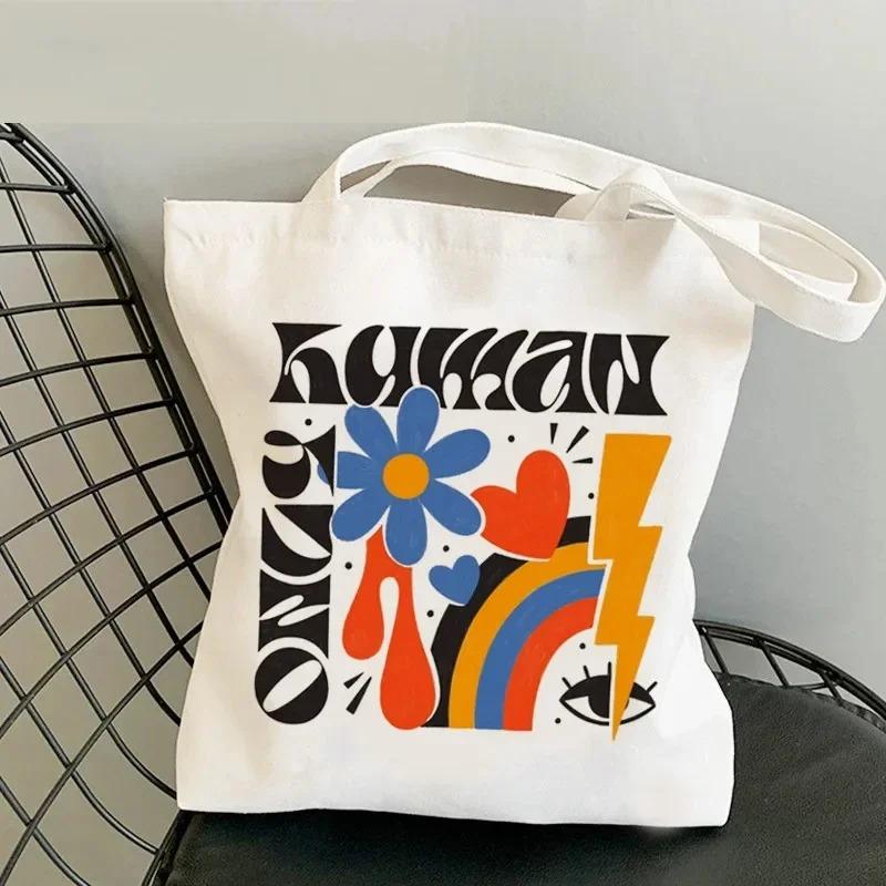 Lightweight Women Shoulder Bags Fashion Foral Canvas Tote Bag Large Capacity Shopping Shopper Handbag No Zipper Girl Handbags
