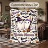 Halloween Theme Throw Blanket Custom Name Text Personalized Blanket Soft Cozy Blanket for Home Sofa Bed