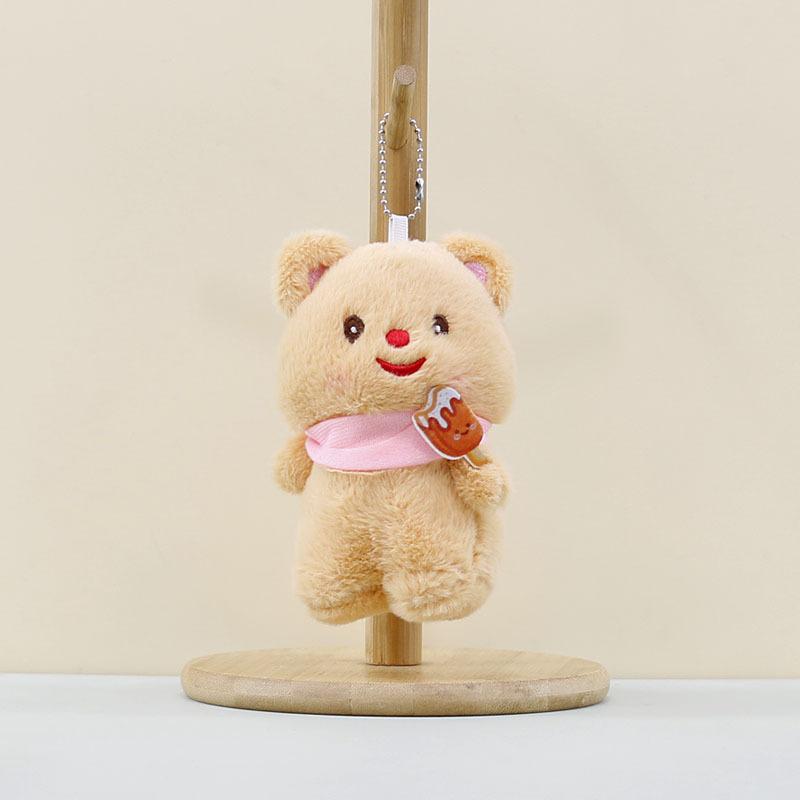 Sweet Charming Ice Cream Bear Plush Doll Keychain With Short Plush Material