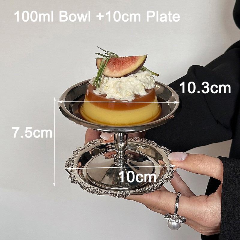 Retro Edelstahl Eisbecher Ins Stil Pudding Dessertbecher Obst Joghurt Salat Servierschale Hohe Basis Schüssel Bar Geschirr