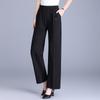 Women's Plus Size High Waist Straight-leg Cropped Pants – Elastic Waist Trousers (Sizes XL-6XL) for Summer
