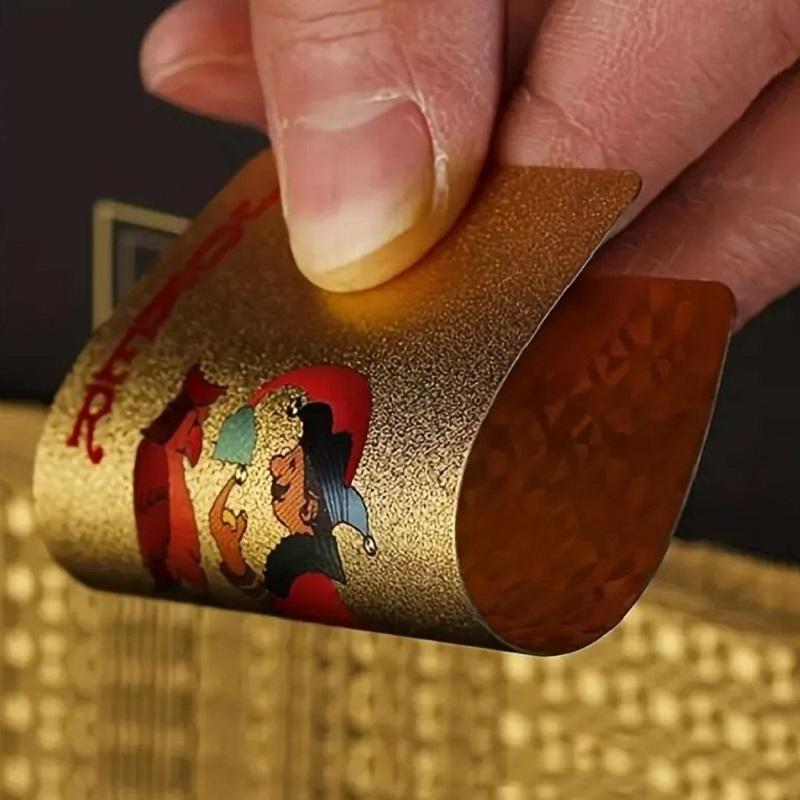 24K Gold Spielkarten Plastik Poker Spielkarten Deck Folien Pokerkarten Pack Magie Wasserdichte Karten Geschenk Sammlung Spiel