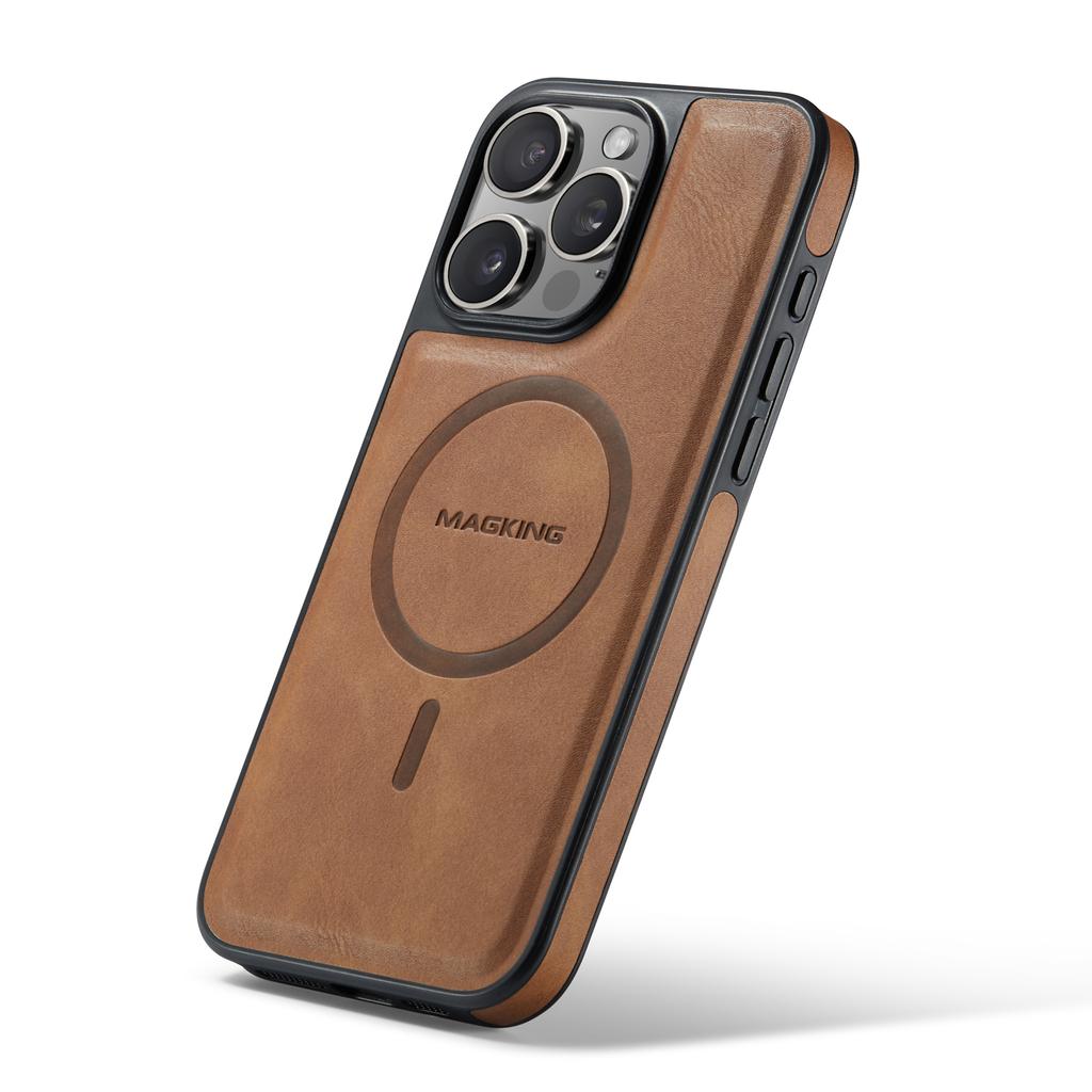 MAGKING K1 Series For iPhone 16 Pro Max Magnetic Case PC+TPU+PU Leather Shockproof Phone Cover