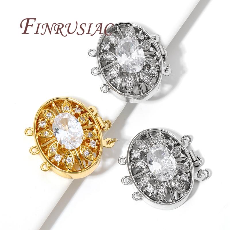 18K Real Gold Plated Brass with Zircon Bracelet Clasps,Connectors For Jewelry Making DIY Necklace Fasteners For Bracelets
