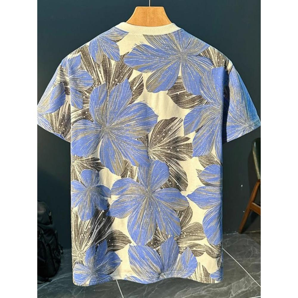 Loose Short-sleeved Thin Versatile Top T-shirt for Men Summer Thin Full-body Printed Casual Breathable Trendy
