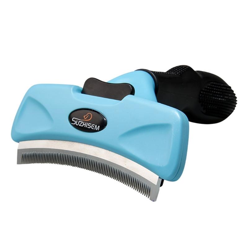 Pet Hair Remover Brush Stainless Steel Grooming Brush Dogs Cats Grooming Brush For Small Dogs Cats Deshedding Shedding синий
