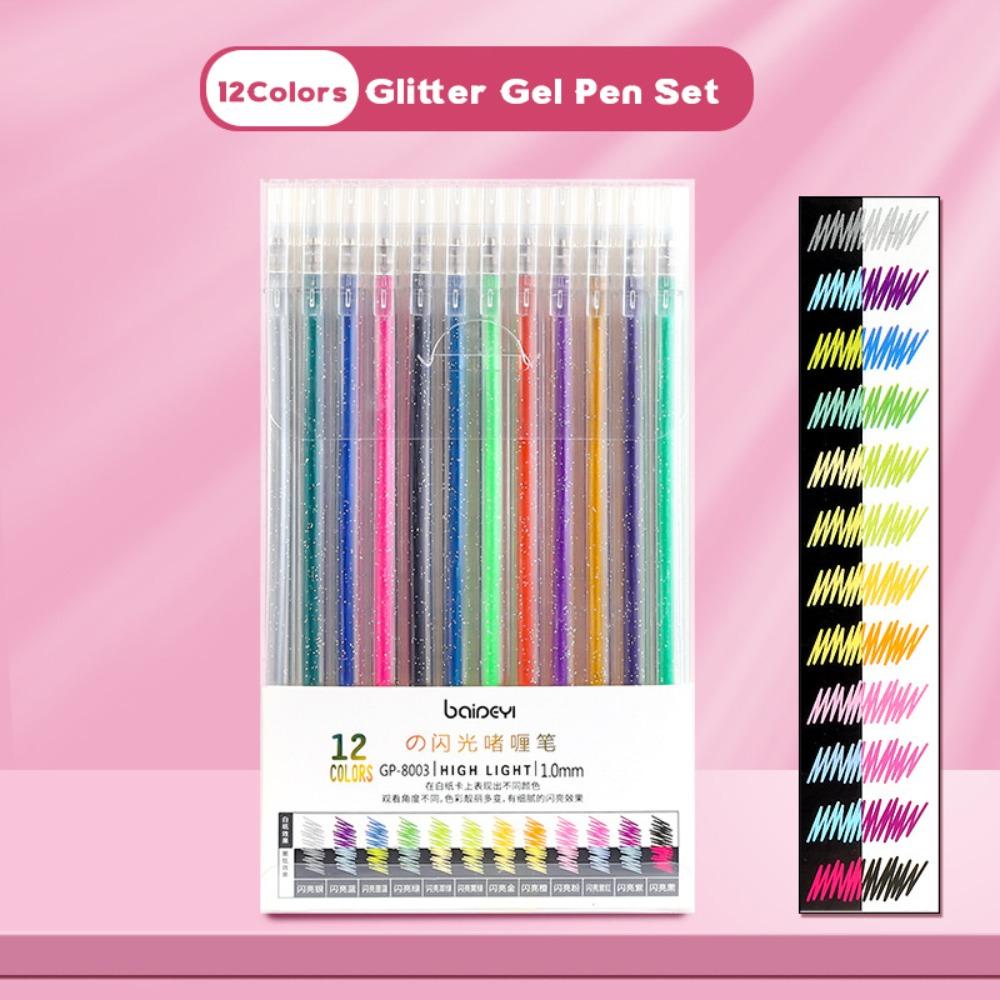8/12/24/36/48/60Colors 8/12/24/36/48/60 Colors Glitter Gel Pen Large Capacity DIY Handwriting Shiny Highlighter Pen