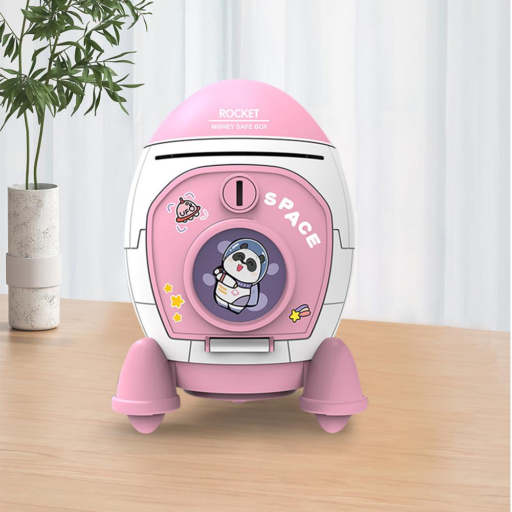 Piggy Bank For Boys Girls Cartoon Space Rocket Large-capacity Money Saving Box Desktop Decoration For Birthday Gifts