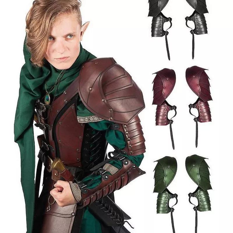 Medieval Viking Warrior Pauldrons for Halloween Cosplay and Elf Role-Playing One Size зелёный