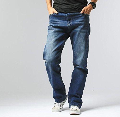 Hiloyaya Herren Jeans Übergröße Stretch Straight Denim, Lockere Passform, Lässig, Stilvoll (Größe 36, Blau)