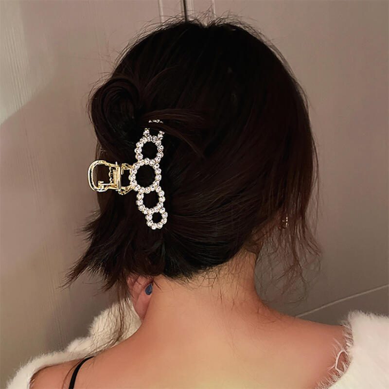 Shiny pearl cubic metal updo hair clip hair pin Option 2