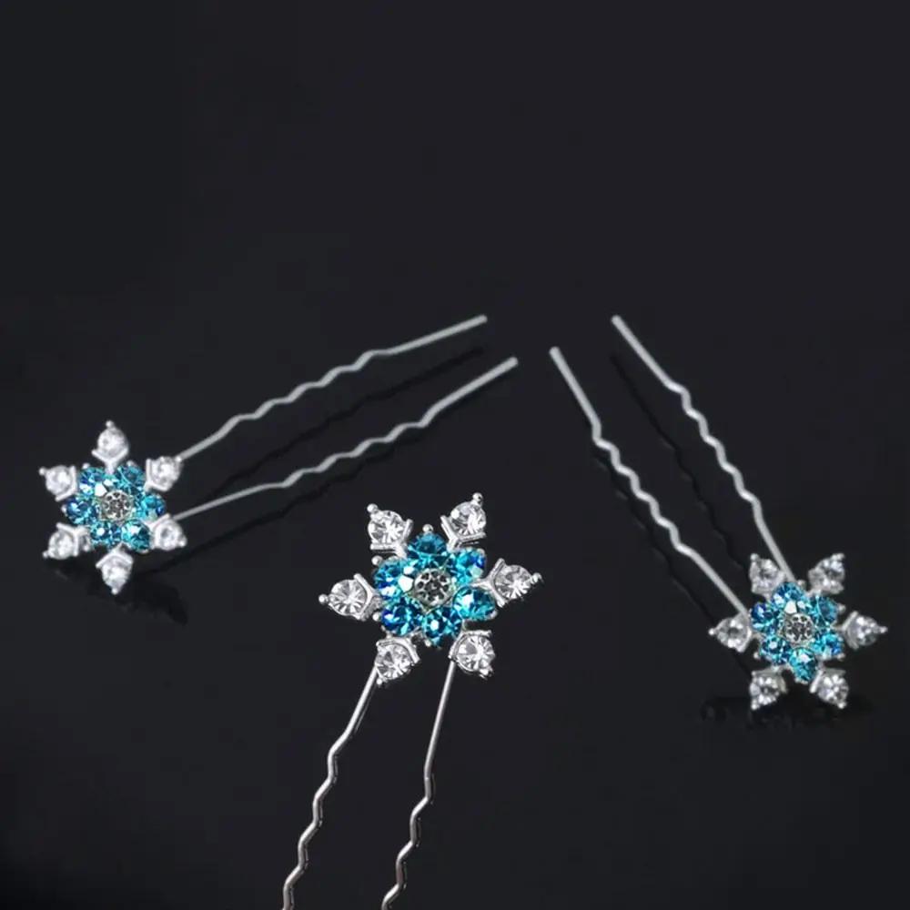 5Pcs Fashion Metal Pearl Flower Hairpin Stick Headwear U-shaped Rhinestone Hair Clip Headdress Bridal Hairpin Wedding