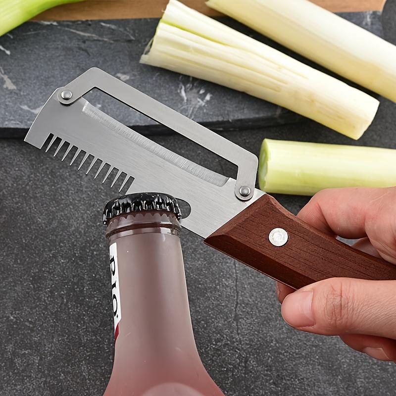 Edelstahl-Gemüseschäler mit Holzgriff 3-in-1 Obst-Kartoffelschäler mit Flaschenöffner Küchenschäl-Kochwerkzeuge
