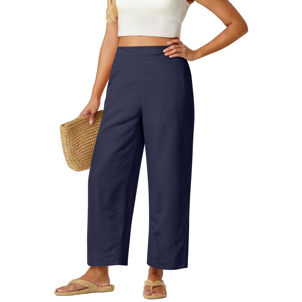 Women's Loose Wide-Leg Pants, Casual Loose Cotton-Linen Pants With Pockets