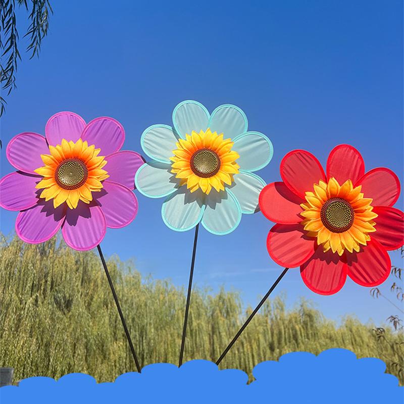 Větrný mlýn Slunečnice s osmi listy Rotující Slunečnice Větrná spirála Kůl Stojící Zahradní Květina Větrník Venkovní Párty Dekorace Dětské Hračky