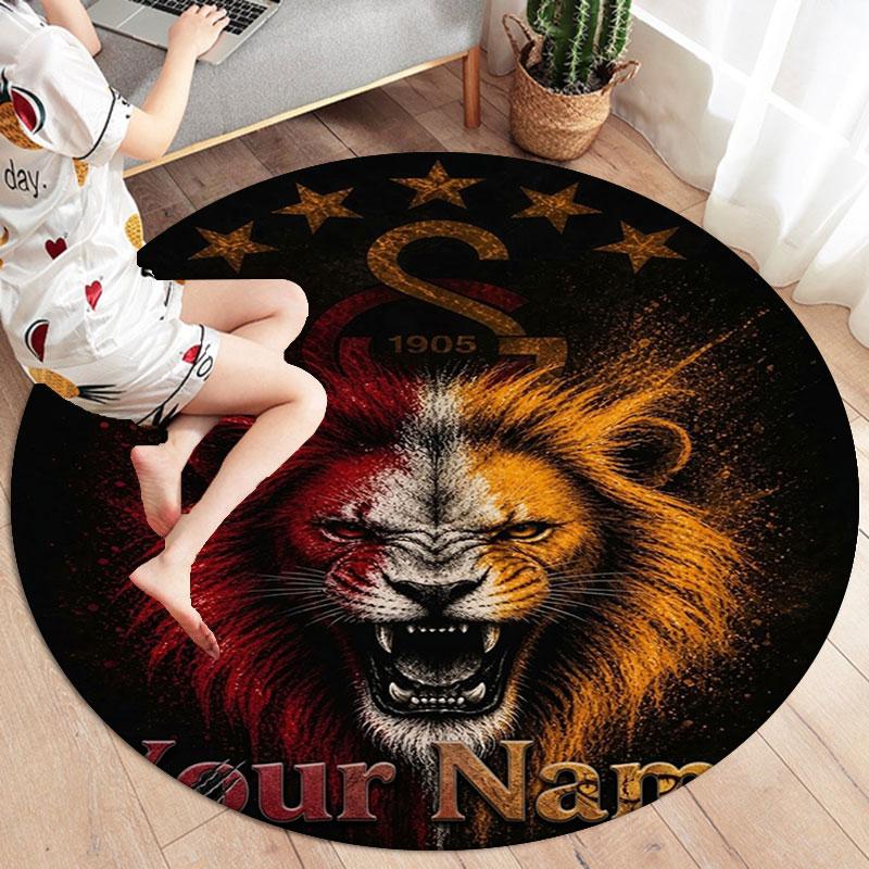 Galatasaray S Custom Name Round Area Rug,Carpet Rug for Living Room Bedroom Sofa Playroom Decor,Non-slip Floor Mat