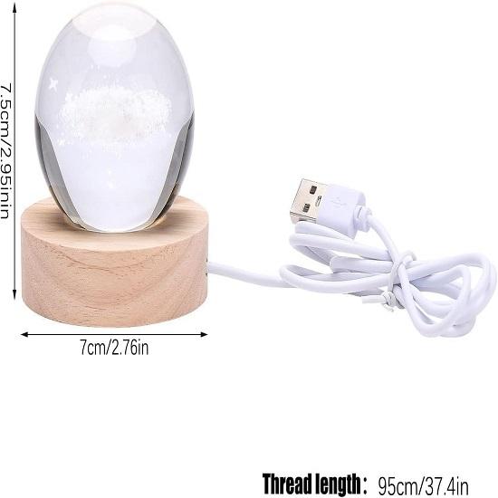 3D Galaxy Crystal Ball Night Lamp,Solar System, USB Table Colorful LED Wooden Crystal Ball for Home Decoration Birthday Gift for Teens and Girls