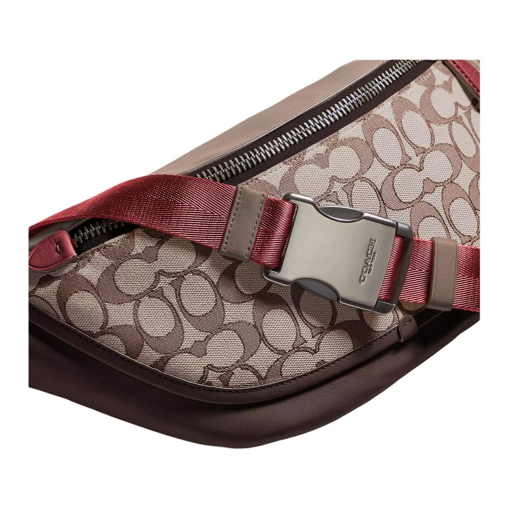 Coach League 40 Monogram Canvas Faux Leather Waist Bag Chest Bag Large Men bags Oak Maple Brown C3795-JIS8W