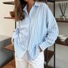 2025 Autumn/Winter Women's Long-Sleeved Striped Cardigan Shirt Jacket