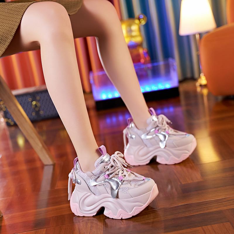

Dad shoes women s spring and autumn new casual shoes thick-soled small inner height-increasing sports shoes women s shoes are genuine 39 рожевий