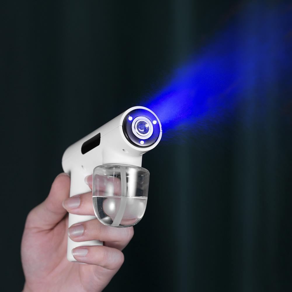 Ultraviolet Blue Light Disinfection Gun, Wireless, Rechargeable Alcohol Portable Handheld Household Electric Atomizing Blue Light Disinfectant