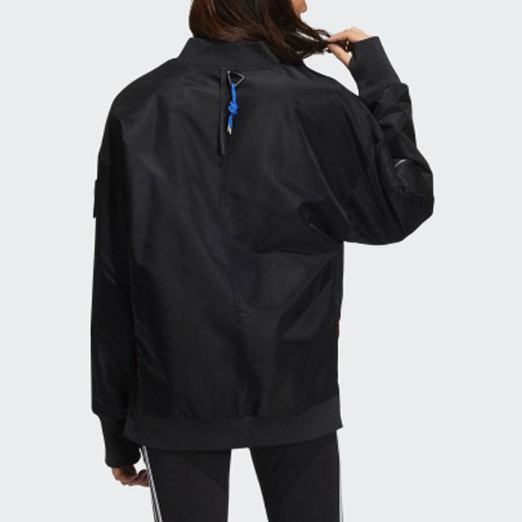 Adidas Originals Cny Spring Festival Logo Print Zipper Pilot Jacket Women Jacket Black HD0346
