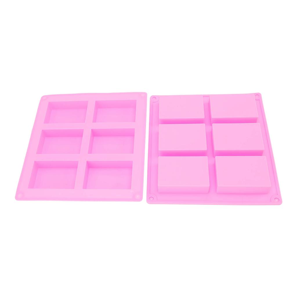 2Pcs Silicone Mold 6 Grids Heat Resistant Flexible Reusable Silicone Mold for Making Soaps Baking Cakes Muffins