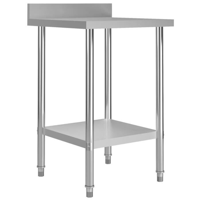 VidaXL Table de travail de cuisine avec dosseret 60x60x93 cm Inox