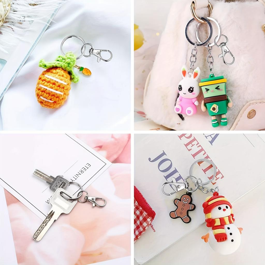 50 Key Chain Hooks with Key Rings, 25 Lobster Claw Rings + 25 Independent Key Rings for DIY Jewelry Making, Art Crafts
